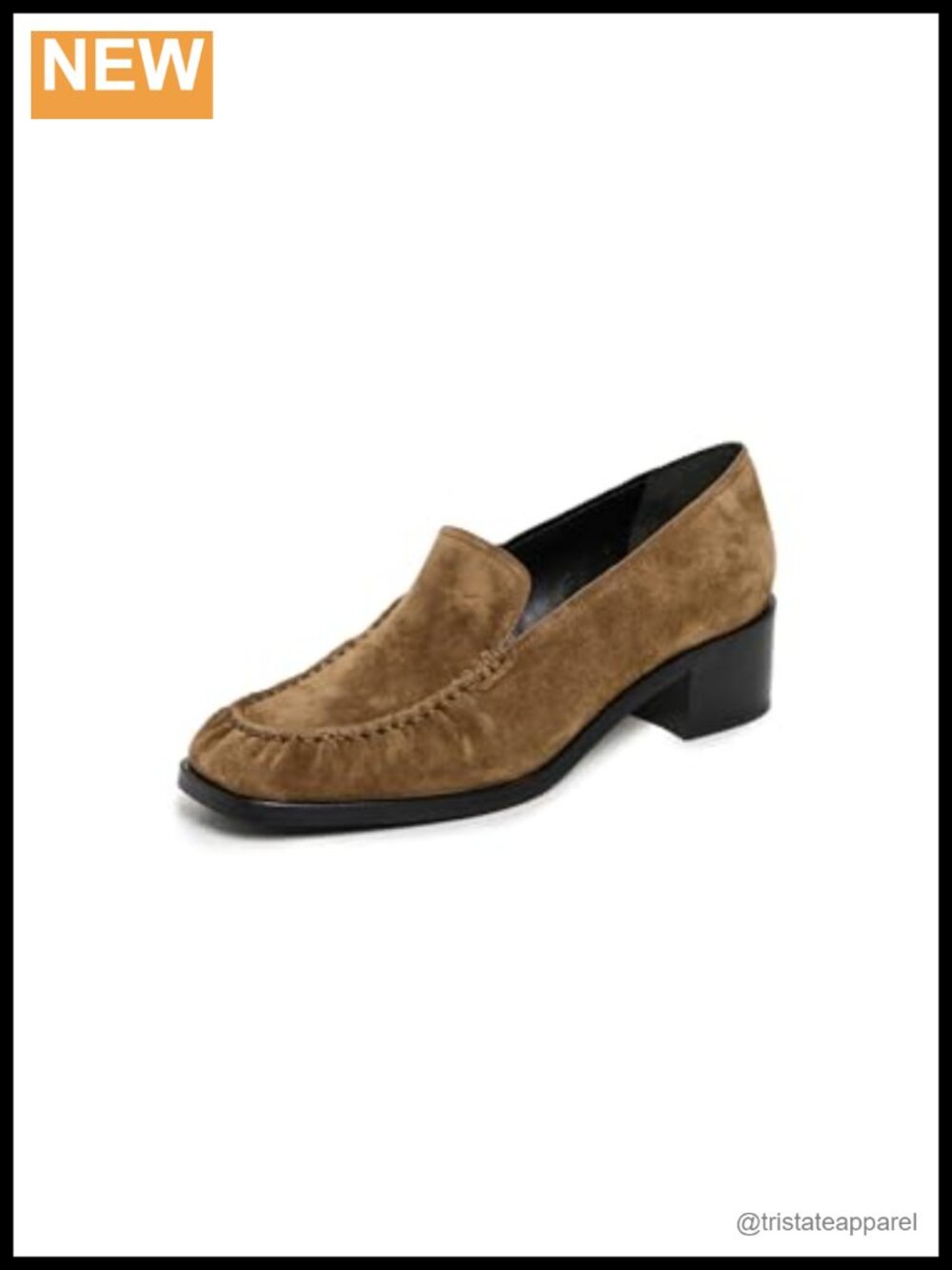 Vince Larose Suede Block Heel Square Toe Loafers